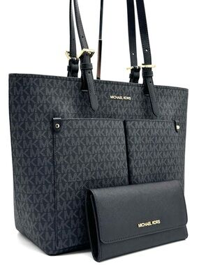 Michael Kors Jet Set Medium Pocket Tote Bag & Matching Trifold Wallet